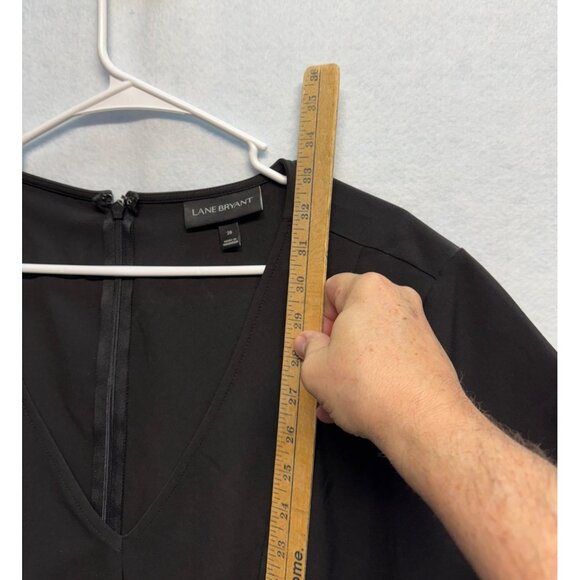 Lane Bryant Womens Black V-Neck Short Sleeve Peplum Top W/Tie Waist Size 28 - Picture 6 of 10